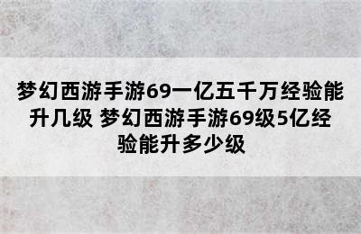 梦幻西游手游69一亿五千万经验能升几级 梦幻西游手游69级5亿经验能升多少级